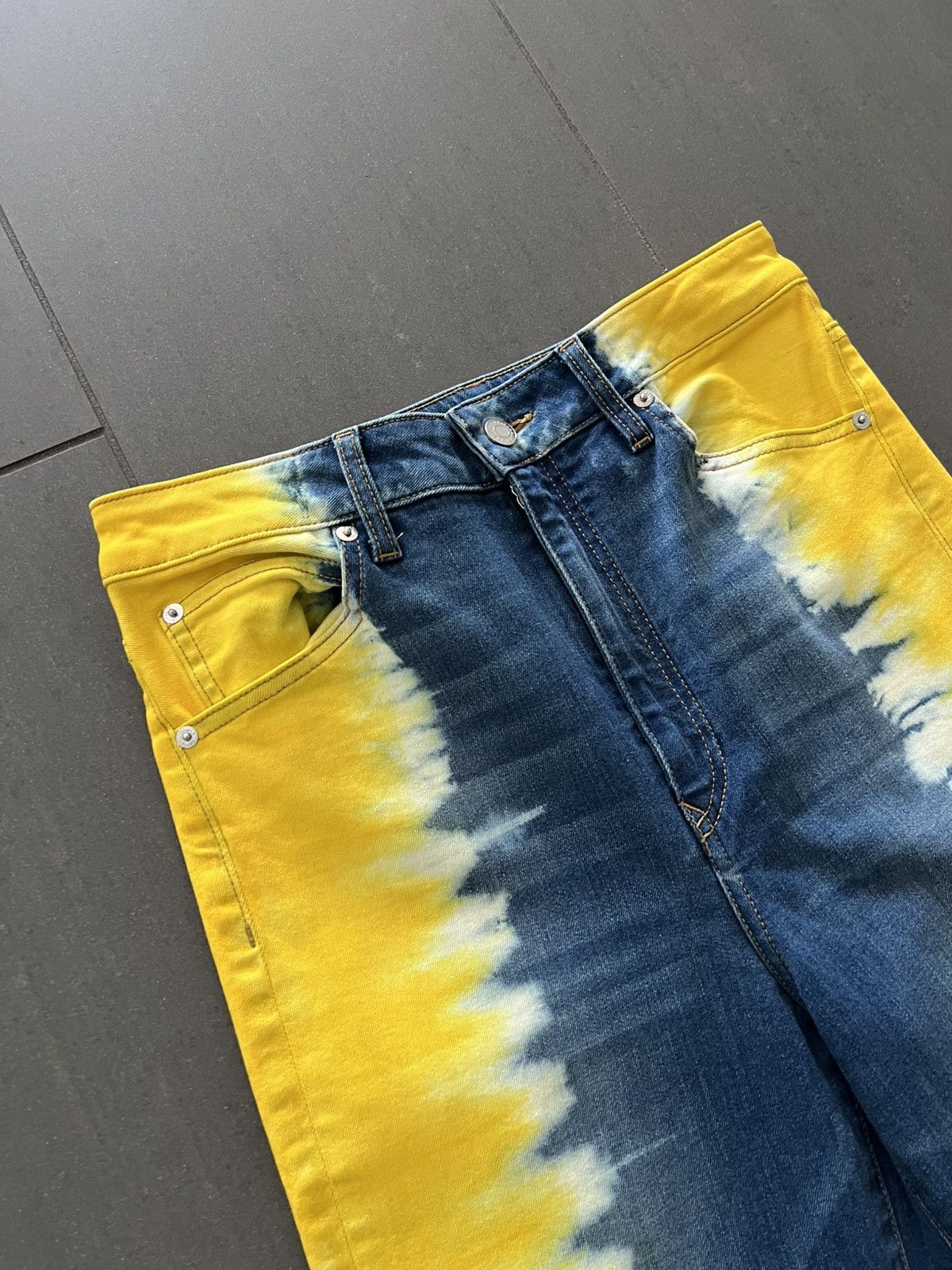 Cout de la Liberte Super Flared Bell Bottom Split Tie-Dye Denim Jeans Size US 30 / EU 46 - 5 Thumbnail