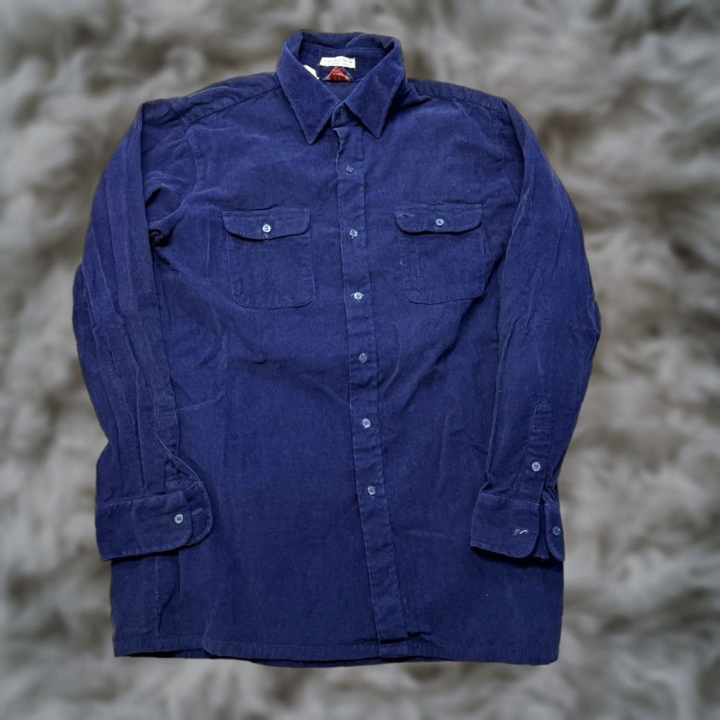 Vintage VINTAGE Country Touch Corduroy Western Shirt Large Tall Blue Pockets 70s Men Button-Up Shirt (LT) Boys Mens Waxed? Size US L / EU 52-54 / 3 - 1 Thumbnail