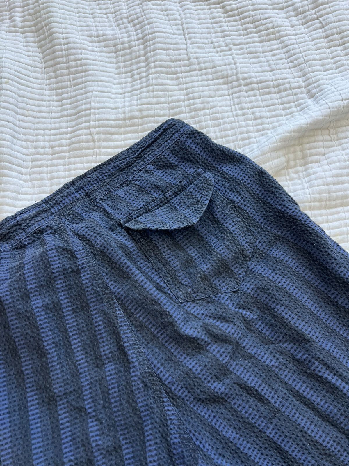 Eidos Napoli Seersucker Indigo Strped Shorts Size US 32 / EU 48 - 4 Thumbnail