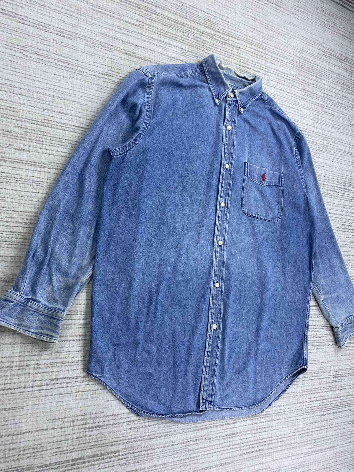 Japanese Brand × Ralph Lauren × Vintage Vintage 90s Polo Ralph Lauren Button Ups Denim Shirt Size US L / EU 52-54 / 3 - 3 Thumbnail