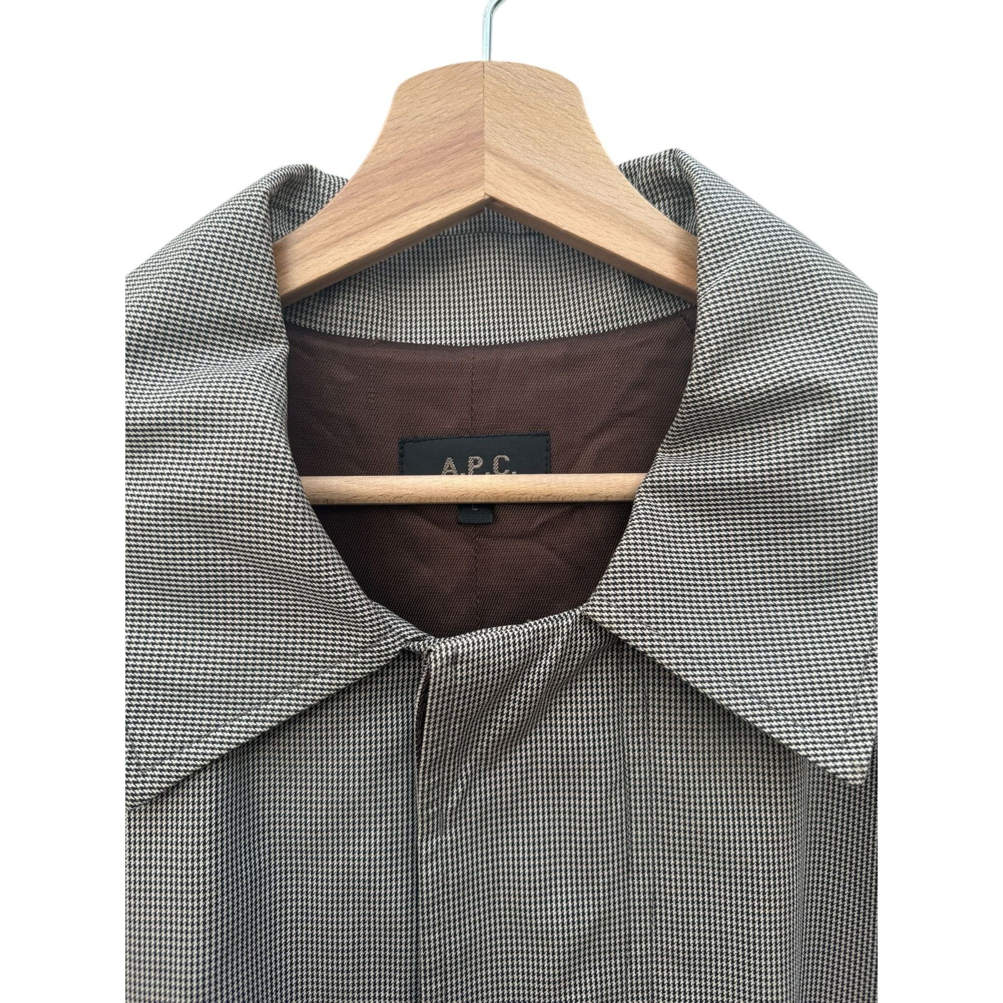 A.P.C. Grey Checkered Mac Mackintosh Coat Size US L / EU 52-54 / 3 - 6 Thumbnail