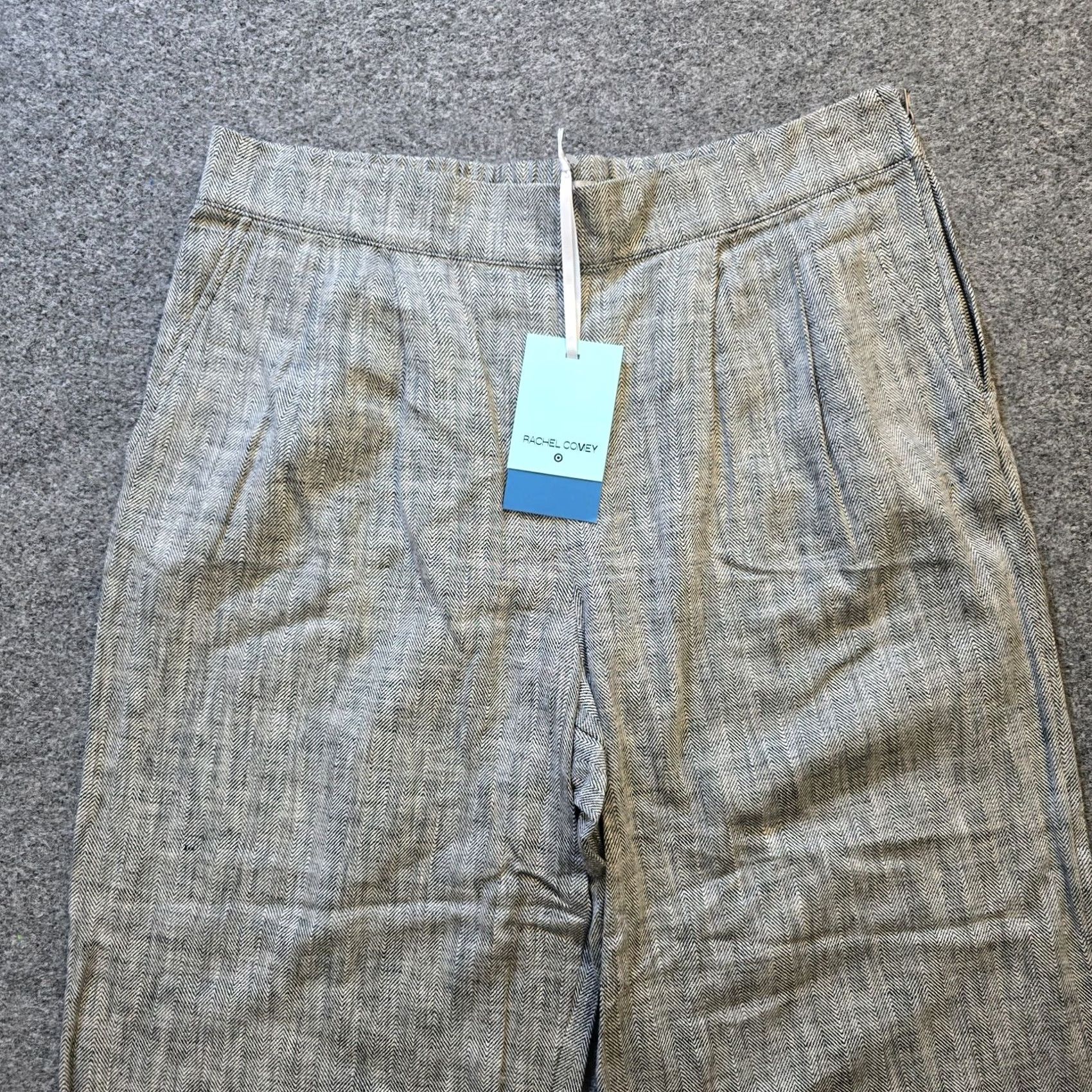 Rachel Comey Rachel Comey Pants Womens Size 16 Black Herringbone Linen Wide-Leg for Target Dress Pants Womens Regular 27 in Inseam Size 38" / US 16 / IT 52 - 2 Thumbnail