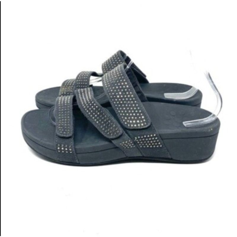 Vionic Vionic Alexis Rhinestone Embellished Platform Sandals Gray 7 Size US 7 / IT 37 - 1 Thumbnail