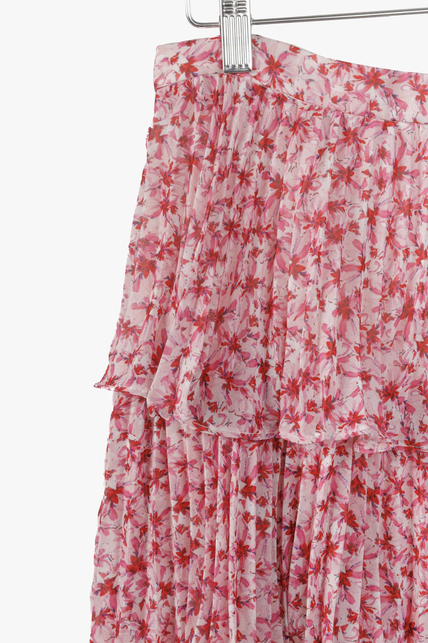 Amur Amur Paisley Pink Floral Pleated Tiered Midi Skirt Size 26" / US 2 / IT 38 - 5 Thumbnail