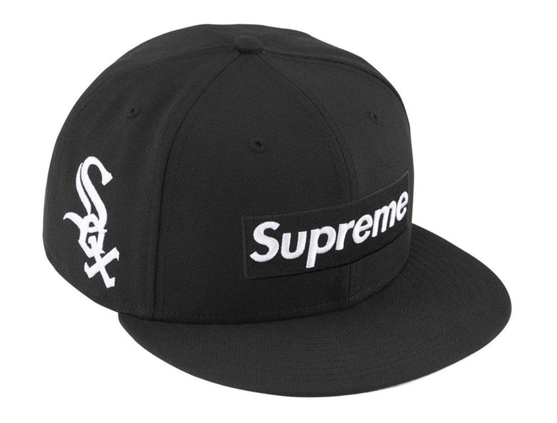 image of Mlb Teams Chicago Box Logo New Era Fitted Cap in Black, Men's