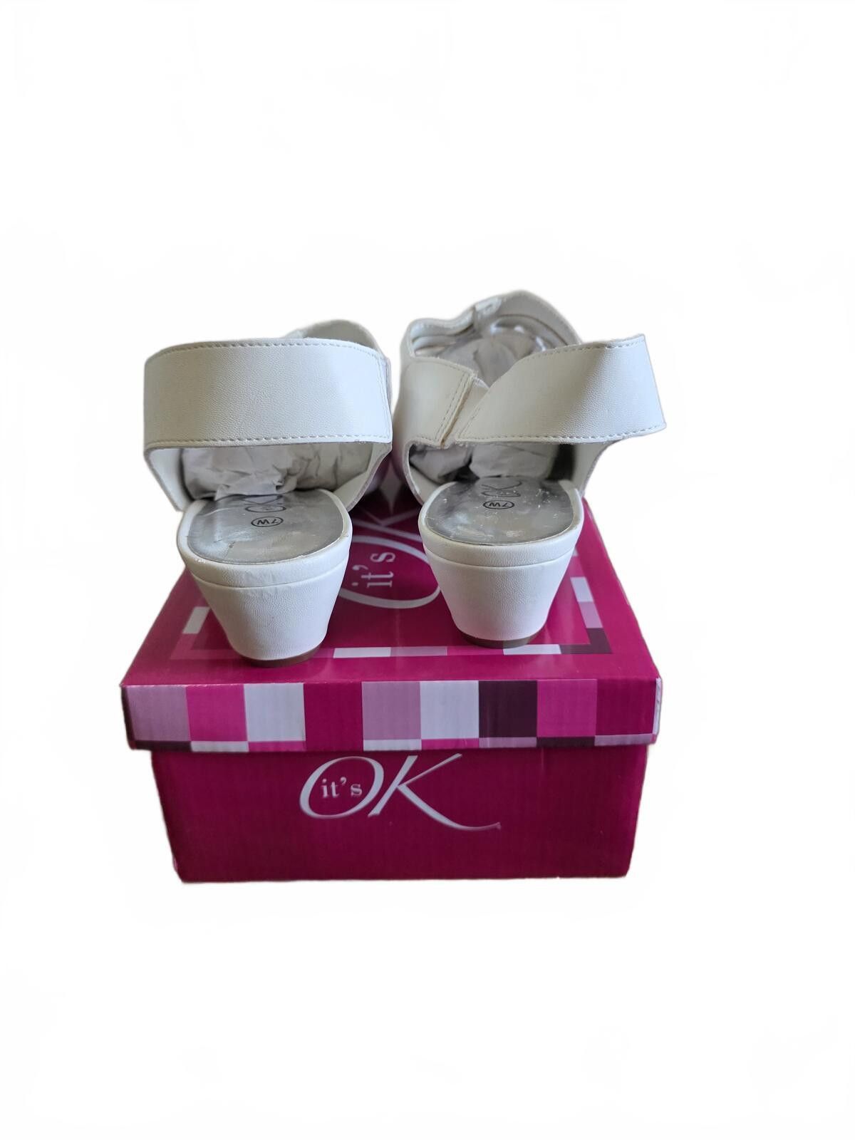 Other It's OK White Peep Toe Slingback Heels Size 7W Comfortable Size US 7 / IT 37 - 6 Thumbnail