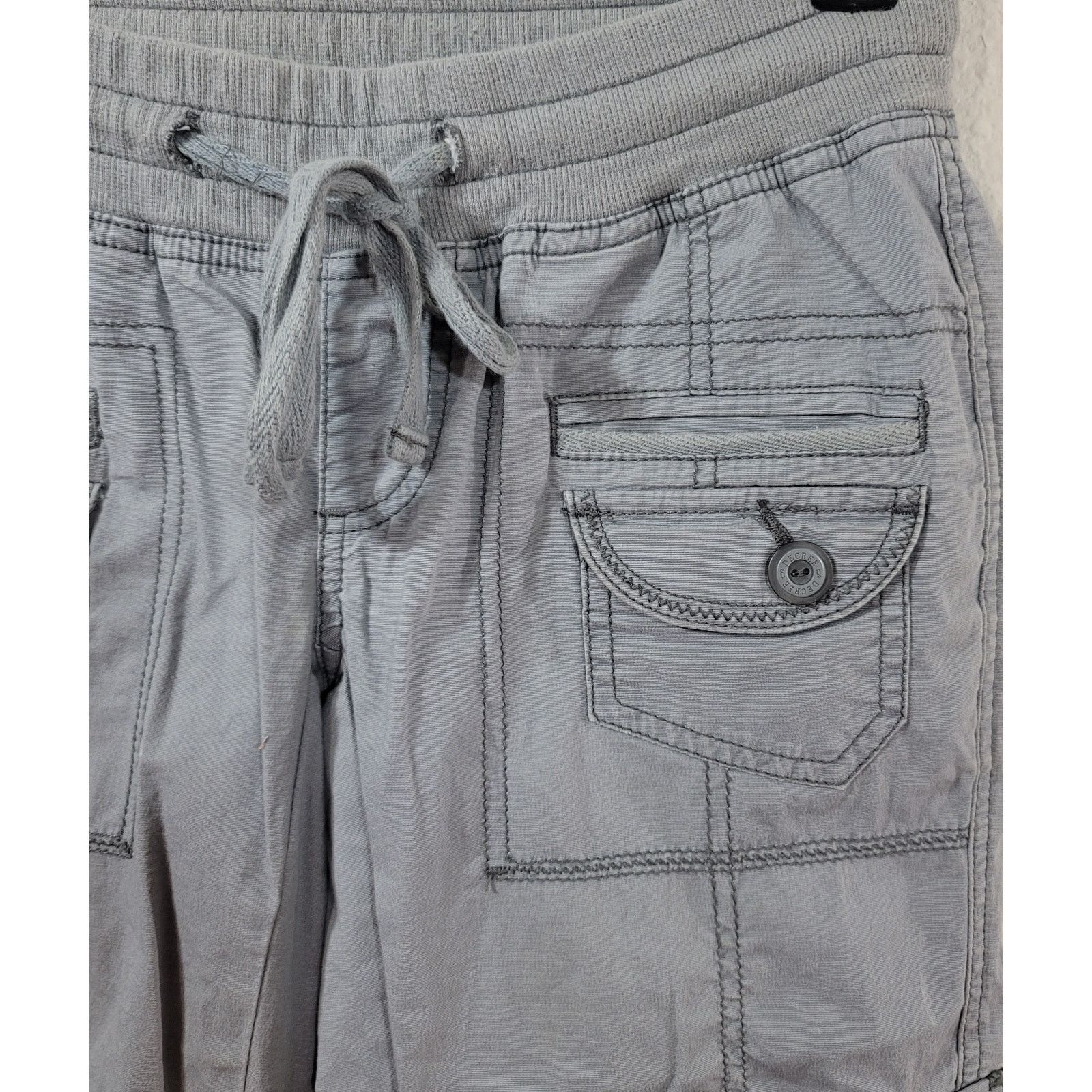 Decree Decree Gray Drawstring Waist Capri Pants 0 Roll Tab Tie Legs Size 25" / US 0 / IT 36 - 7 Thumbnail