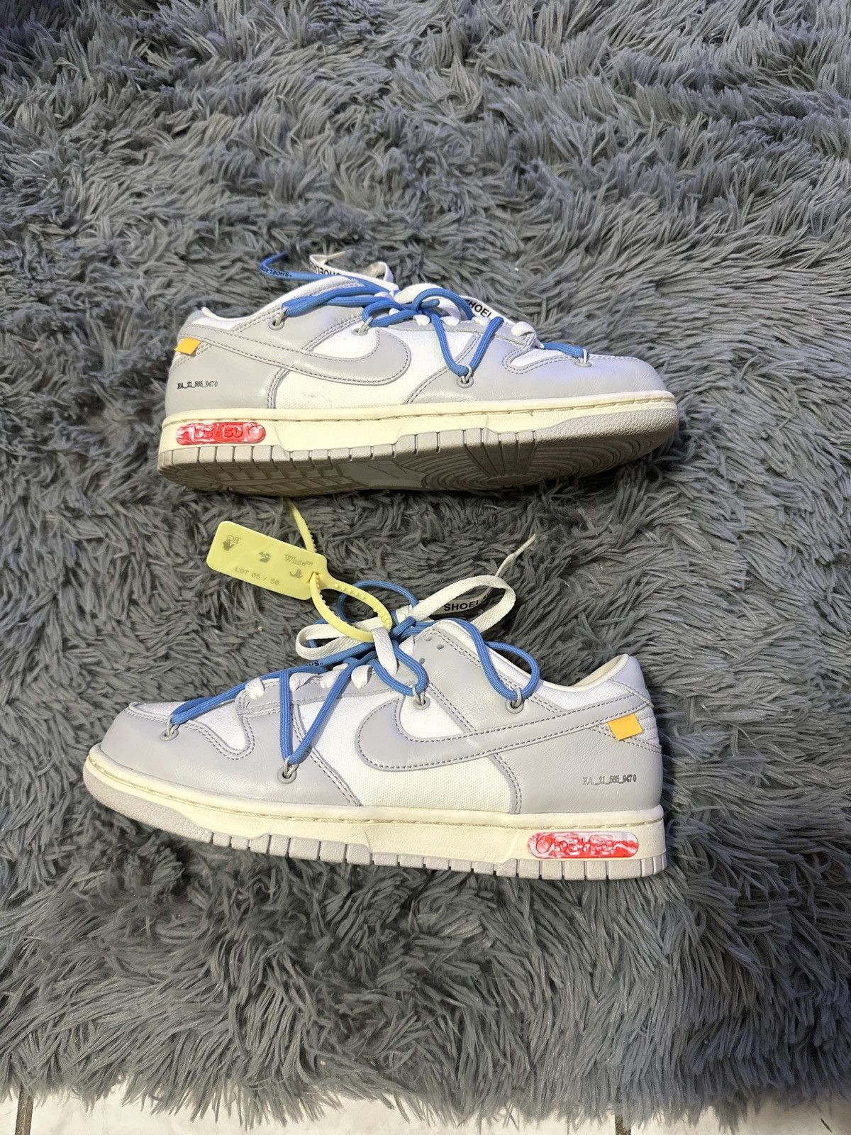 image of Nike x Off White Dunk Low Lot 5 Shoes in Blue, Men's (Size 8)