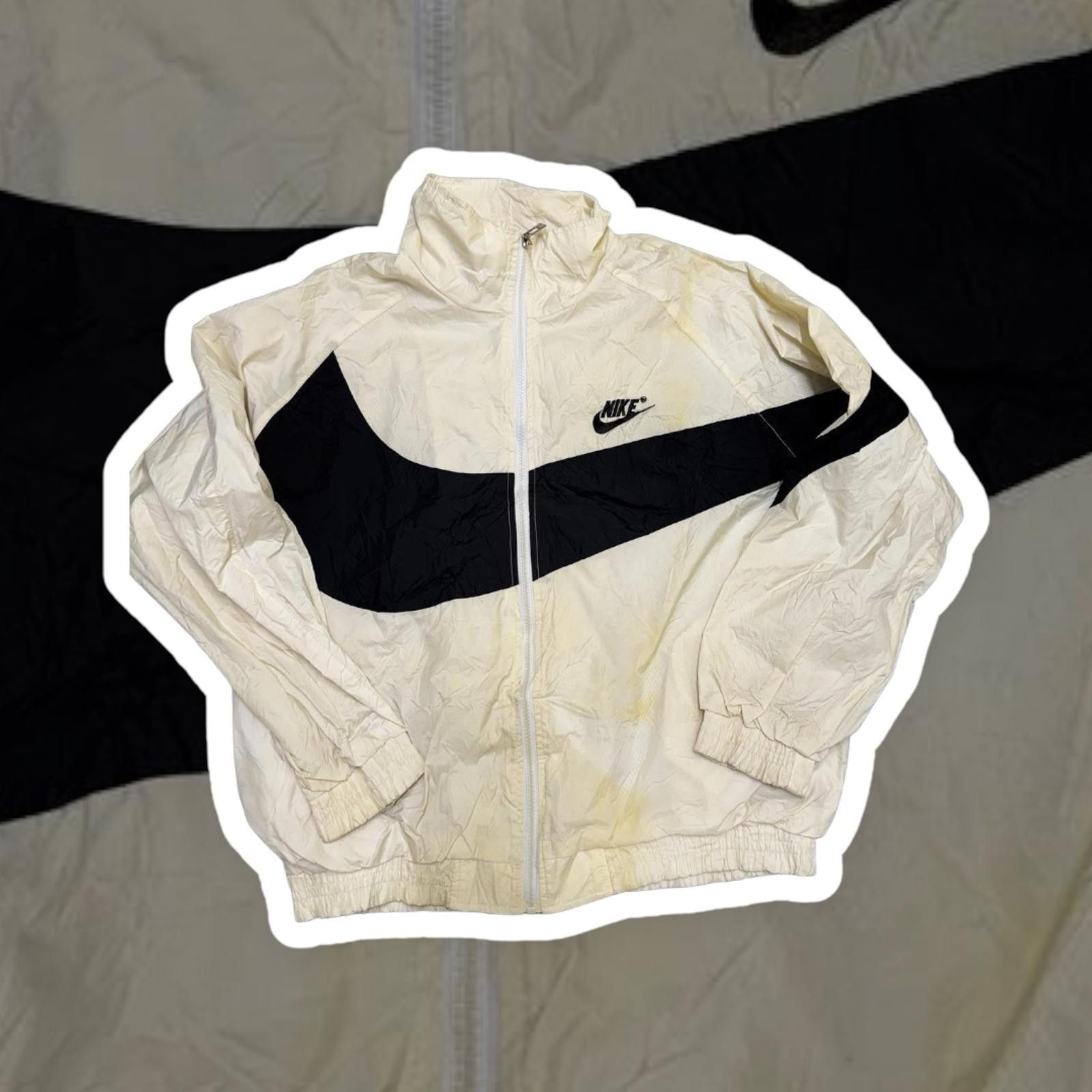 Nike Nike Vintage Windbreaker Jacket - Cream & Black, Size L Size US L / EU 52-54 / 3 - 1 Thumbnail