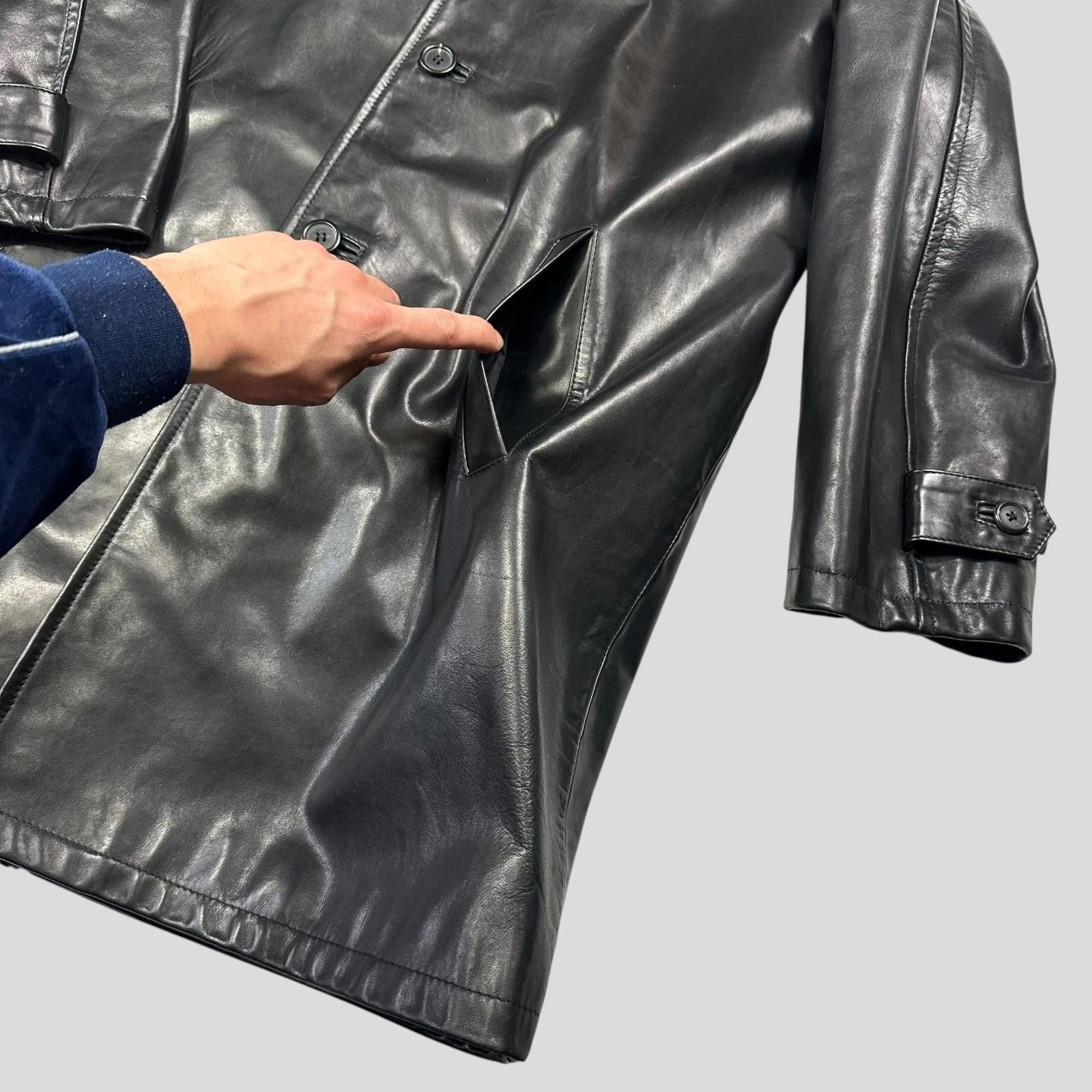 Prada Prada Milano AW98 Gloss Leather & Wool Matrix Trench Coat L Size US L / EU 52-54 / 3 - 3 Thumbnail