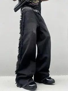 VIBE Black Ripped Stacked Baggy Pants Size US 33 - 2 Thumbnail