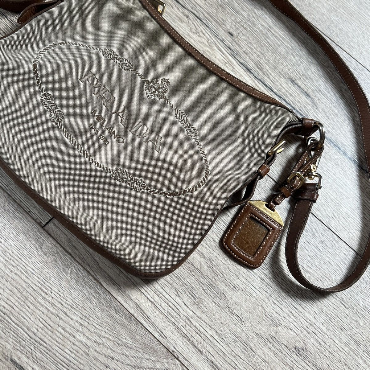 Prada Prada Crossbody Mini Bag Cloth Leather Big Logo Size ONE SIZE - 2 Thumbnail