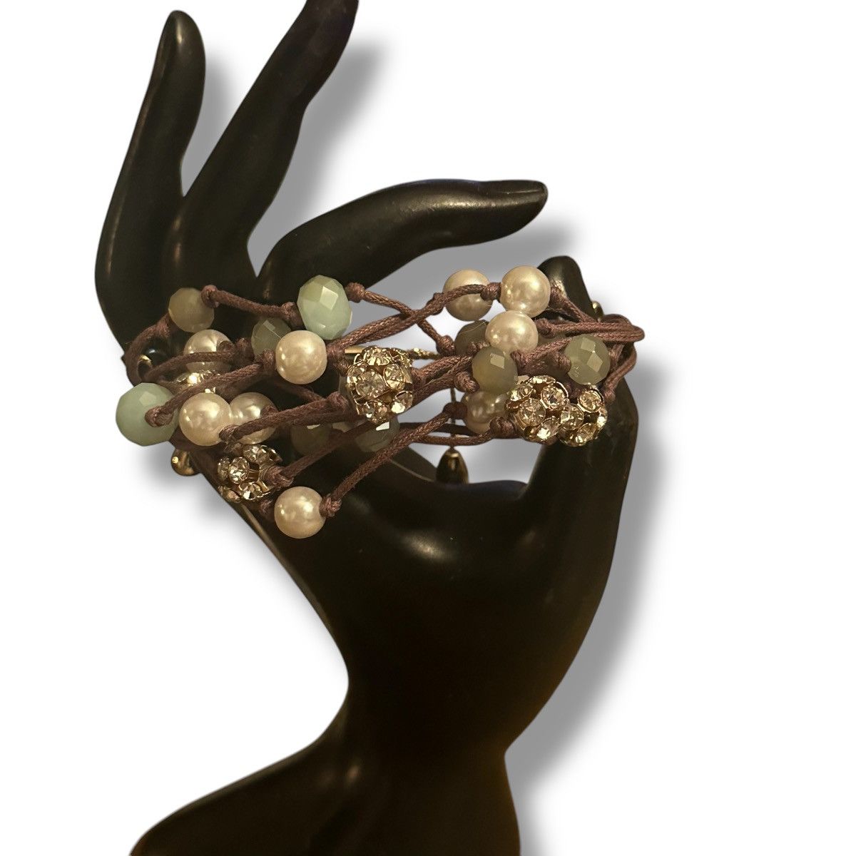 Other Multi strand cluster bead leather cord adjustable bracelet Size ONE SIZE - 2 Thumbnail