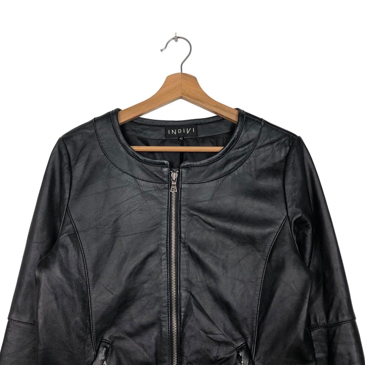 Japanese Brand 📌Vintage Cropped Leather Biker Jacket Indivi Japan Size US M / EU 48-50 / 2 - 4 Thumbnail