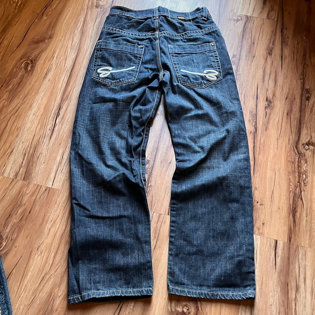 Pre-owned Hype X Vintage Crazy Y2k Vintage Shady Ltd Baggy Skater Grunge Emo Jeans In Dark Blue Denim