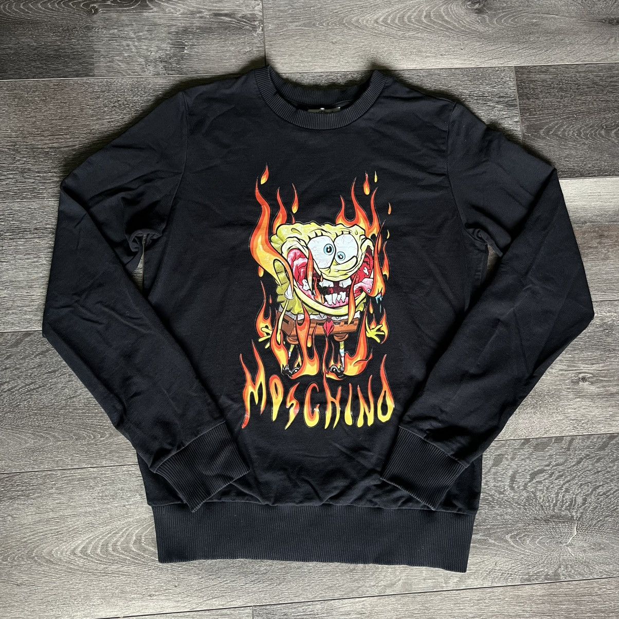 Moschino Teen Spongebob Flaming Graphic Crewneck Sweatshirt