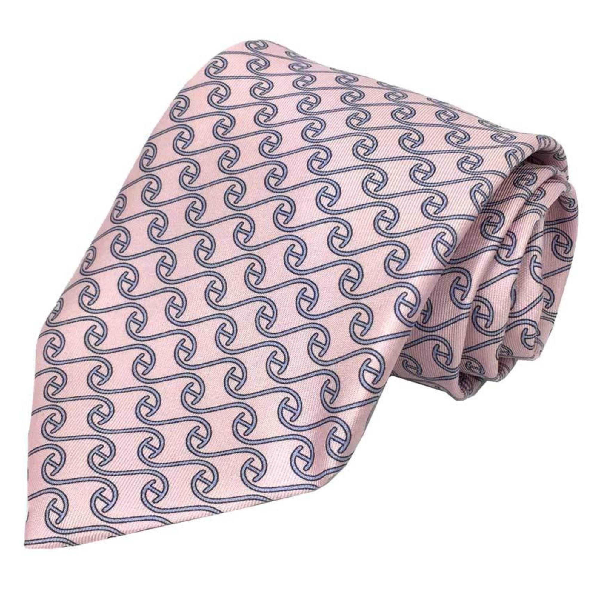 Hermes Hermes tie H pattern pink 100% silk men's Size ONE SIZE - 1 Thumbnail