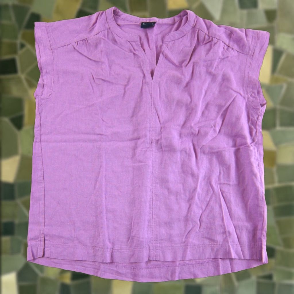 Splendid Splendid Blouse Women Medium Purple Cap Sleeve V-Neck Boxy Linen Cotton Blouse Size M / US 6-8 / IT 42-44 - 1 Thumbnail