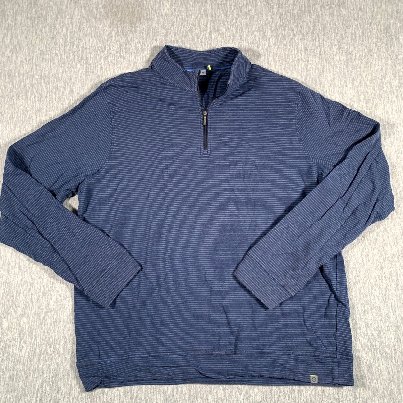 Vintage Tasc Performance Mens XL Blue Striped Quarter Zip Bamboo Blend Pullover Sweater Size US XL / EU 56 / 4 - 2 Thumbnail