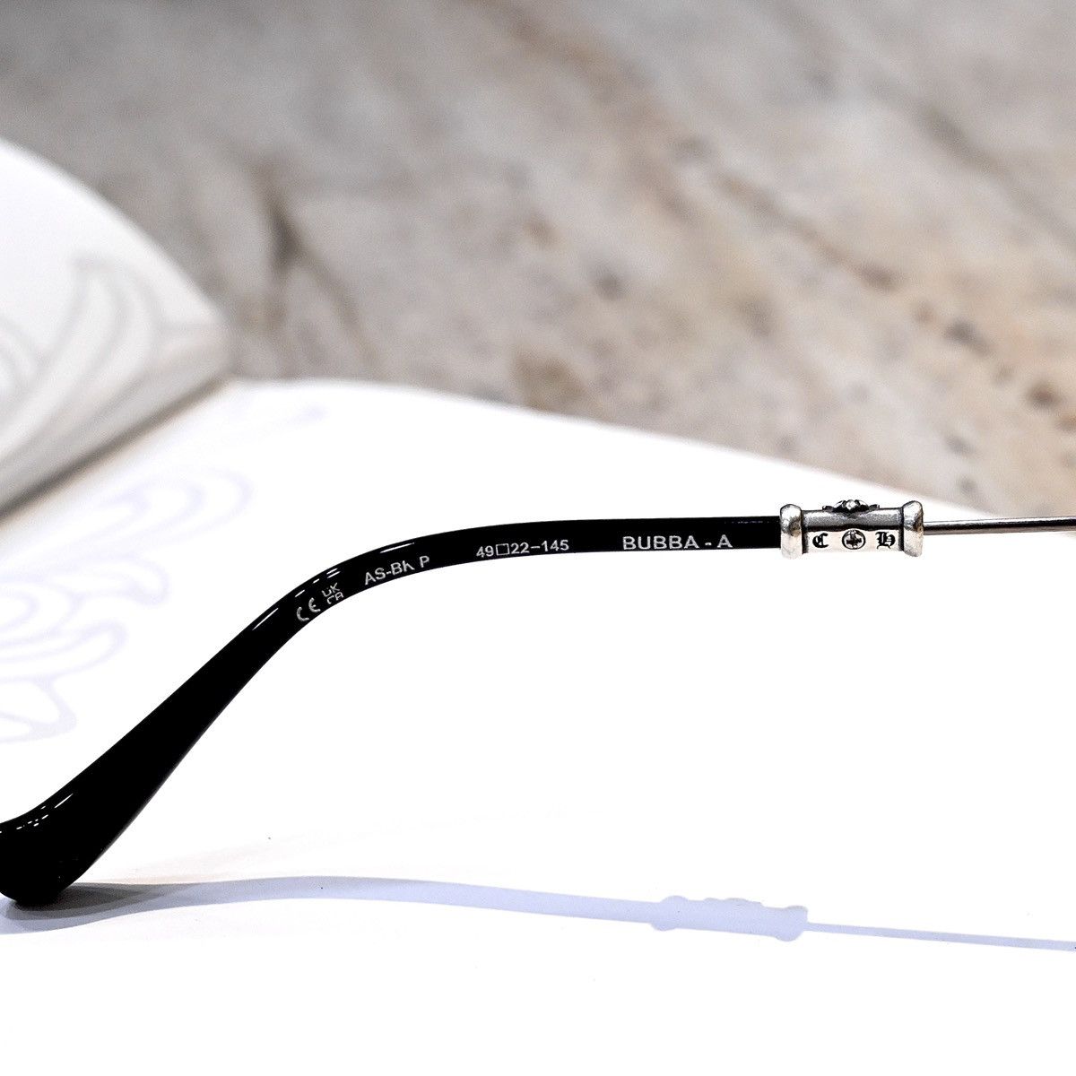 Chrome Hearts CHROME HEARTS BUBBA-A ANTIQUE SILVER- BLACK PLASTIC GLASSES Size ONE SIZE - 6 Thumbnail