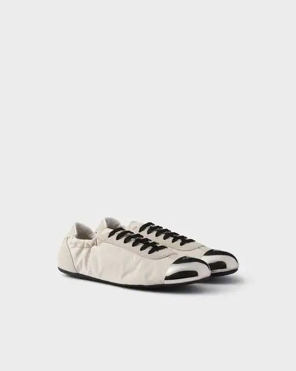 Prada Collapse silver metal toecap sneakers in cream Size US 8 / IT 38 - 1 Thumbnail