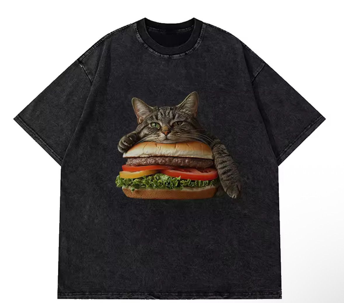 Japanese Brand Y2K Vintage Cat Hamburger Print Distressed T-Shirt Size US L / EU 52-54 / 3 - 1 Thumbnail