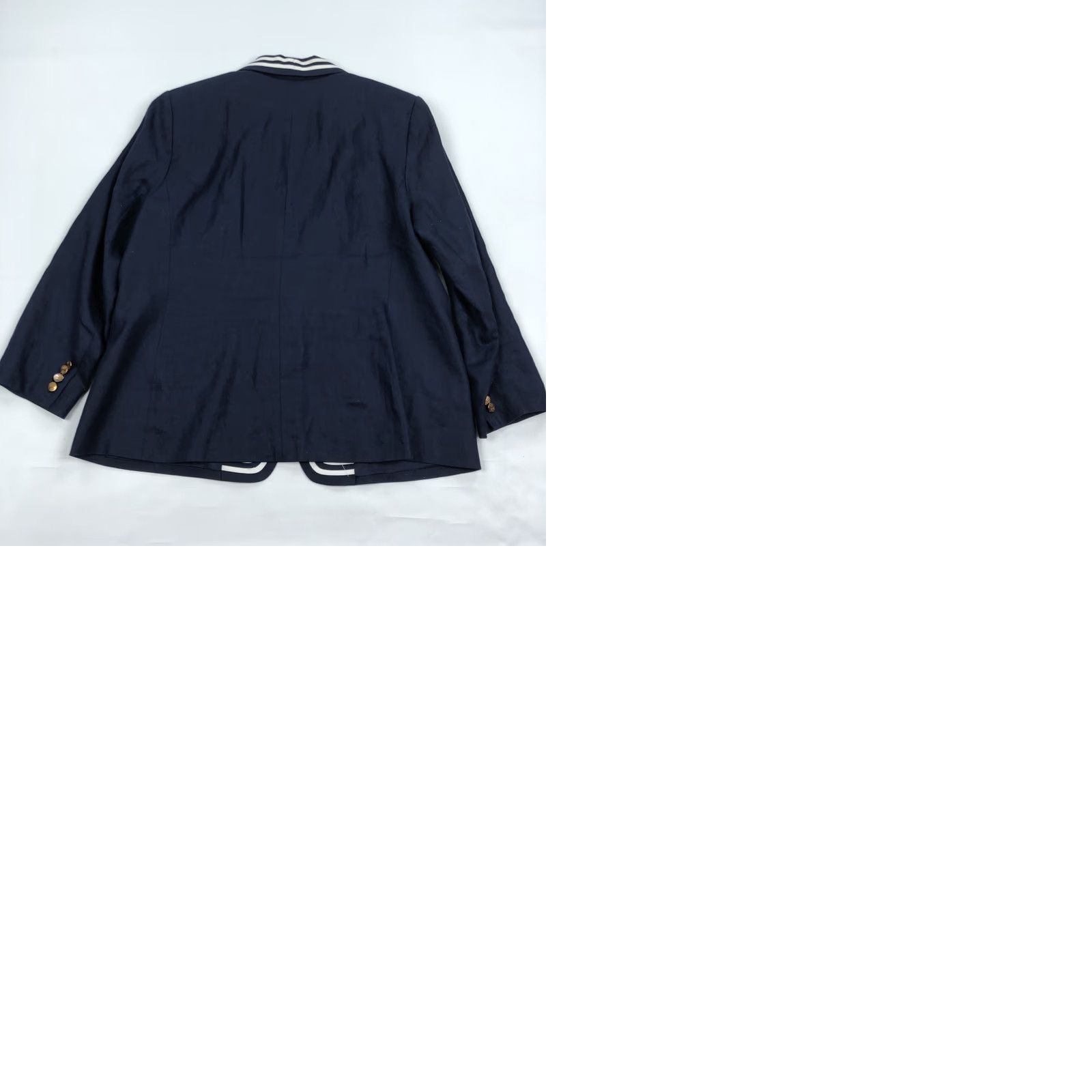 Ralph Lauren Ralph Lauren Women's Blazer Jacket Navy Blue Linen Gold Buttons Striped Lapel Size Large Size L / US 10 / IT 46 - 9 Thumbnail