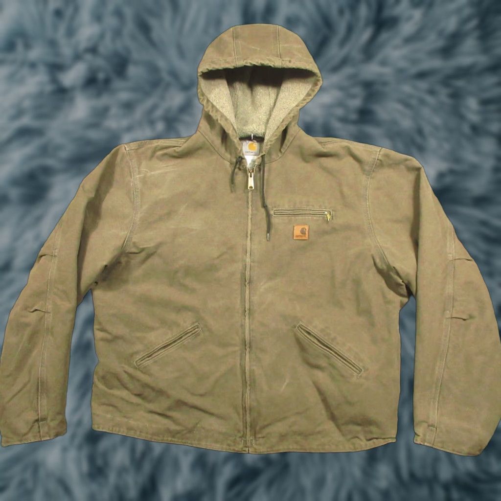 Carhartt VINTAGE Carhartt Jacket Bomber Hooded Lined 2XL Mens Brown Grunge Logo Mid-Length Walking Casual Workwear 90s Mexico Size US XXL / EU 58 / 5 - 1 Thumbnail