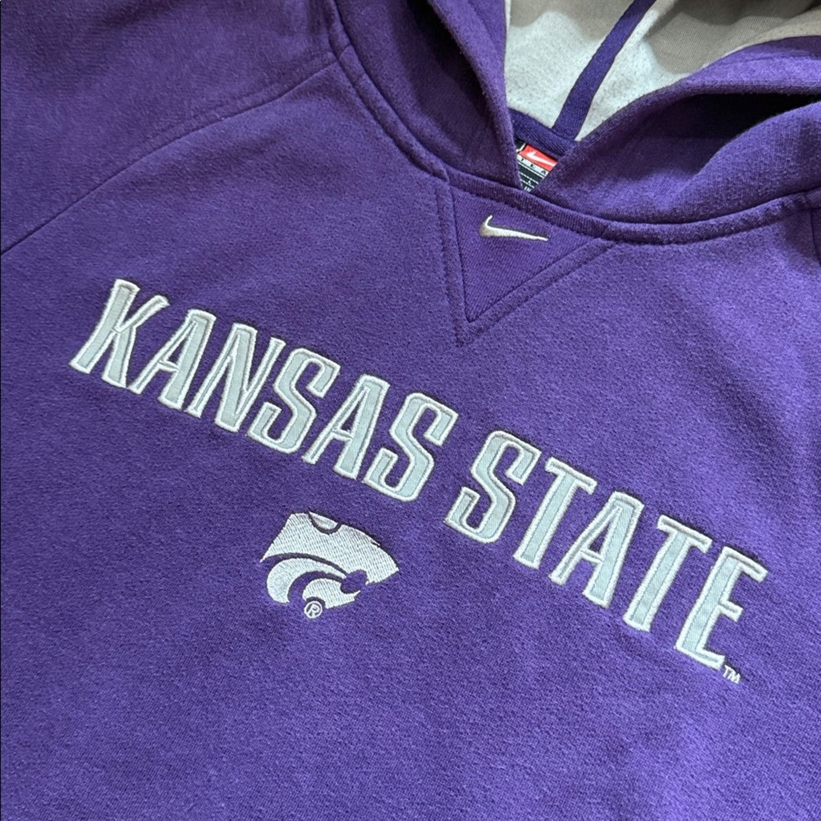 Nike 90s Nike Team Kansas State Center Swoosh Hoodie Sweatshirt Size US S / EU 44-46 / 1 - 3 Thumbnail