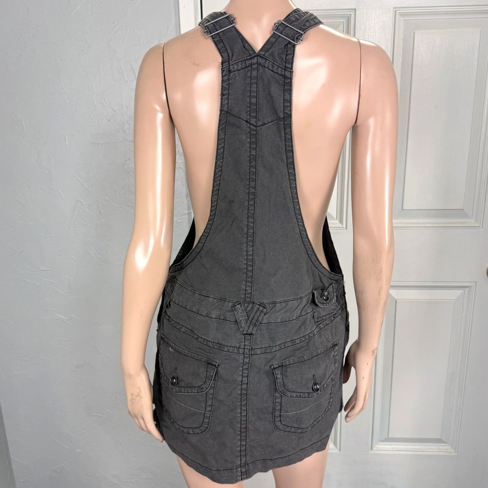 Vintage Vintage Unionbay Y2K Dress Large Cotton Overall Pockets Mini T3-23 Size 36" / US 14 / IT 50 - 4 Thumbnail
