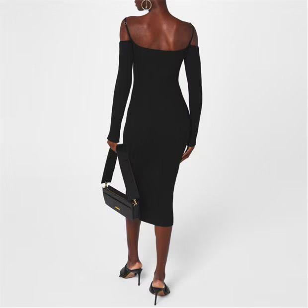 Jacquemus o1g2r1mq1024 Midi Dress in Black Size M / US 6-8 / IT 42-44 - 5 Thumbnail