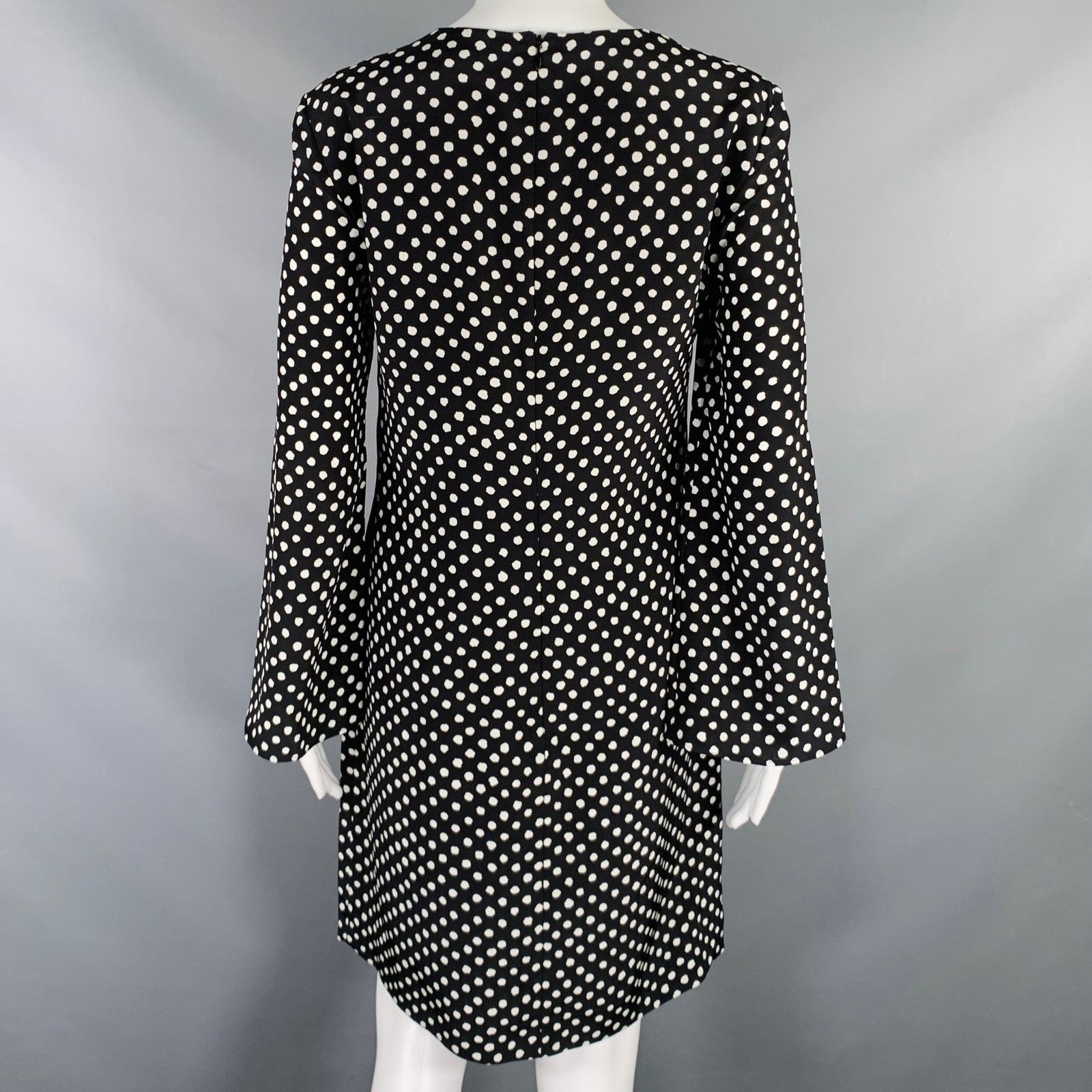 Michael Kors MICHAEL KORS Black White Silk Polka Dot Bell Sleeves Dress Size S / US 4 / IT 40 - 3 Thumbnail