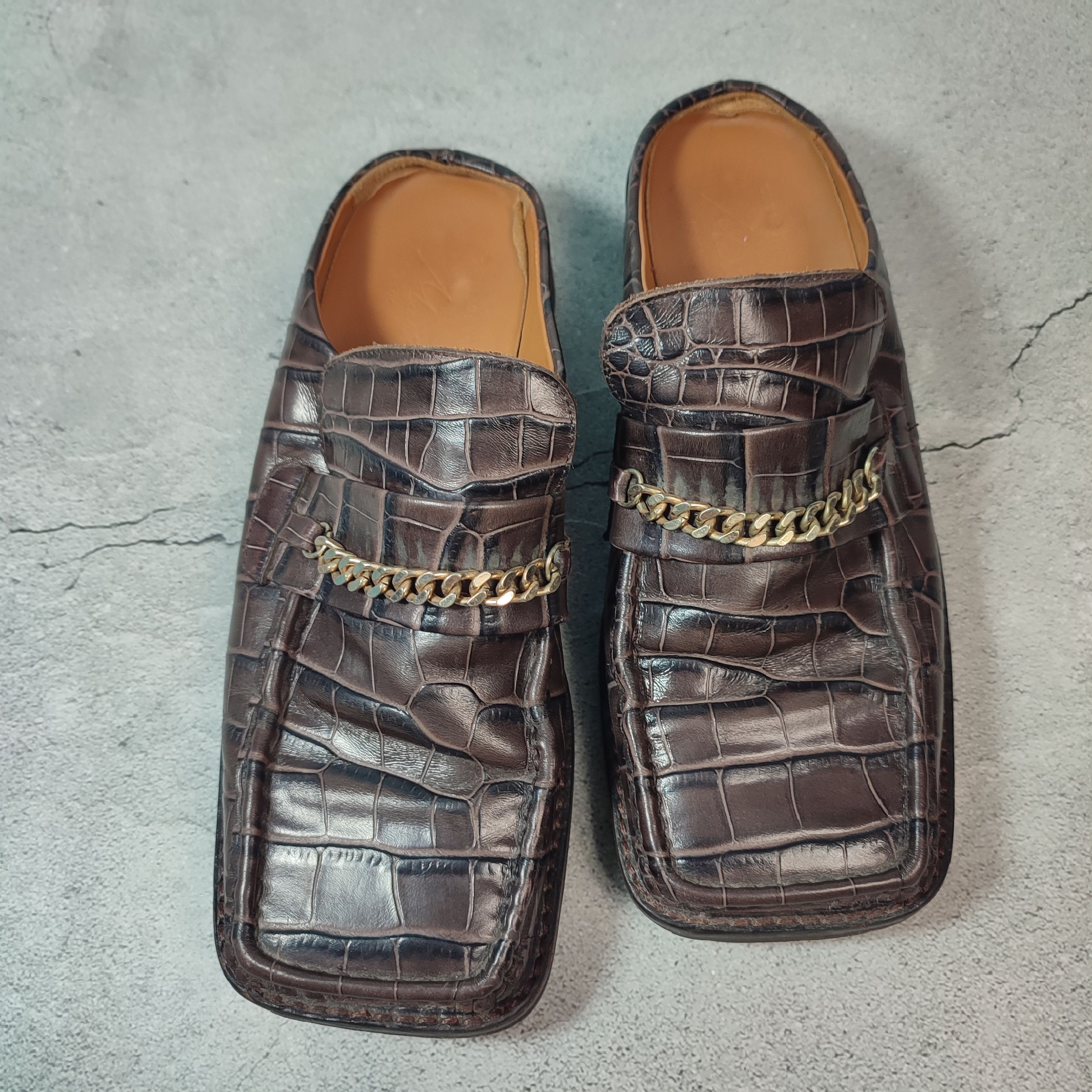 Martine Rose Martine Rose square toe croc leather / Cuban chain Mules Size US 7 / IT 37 - 2 Thumbnail