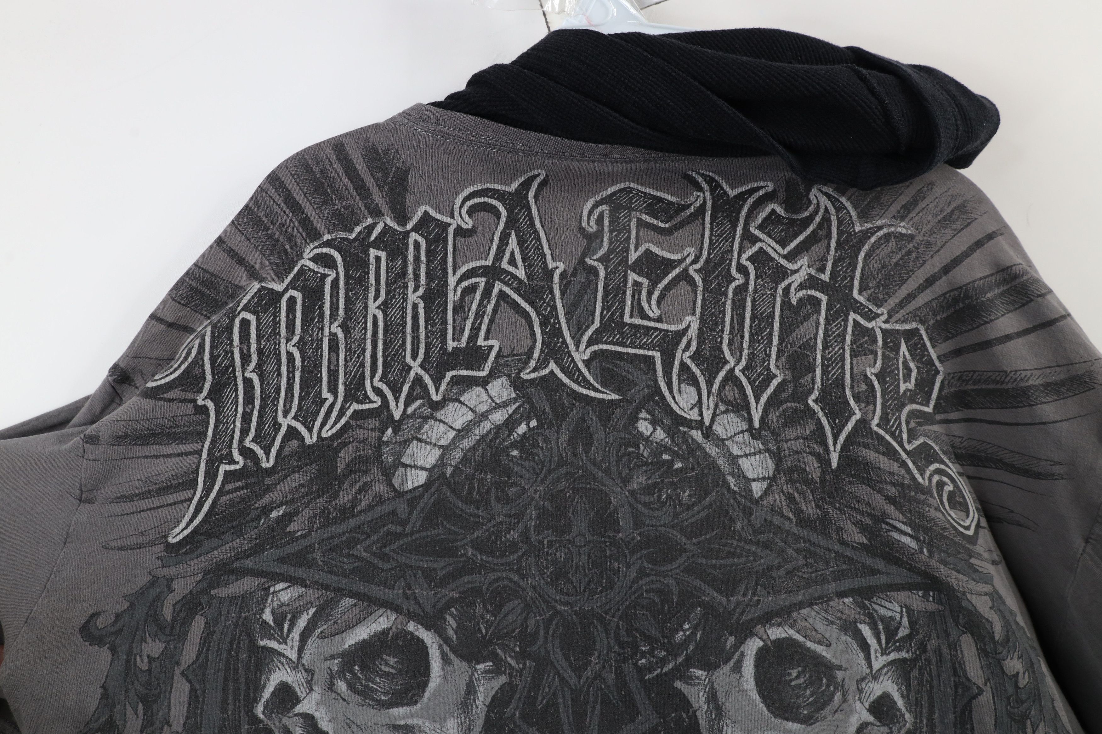 Vintage Vintage Y2K MMA Elite Layered Thermal Knit Hoodie T-Shirt Size US XL / EU 56 / 4 - 11 Thumbnail