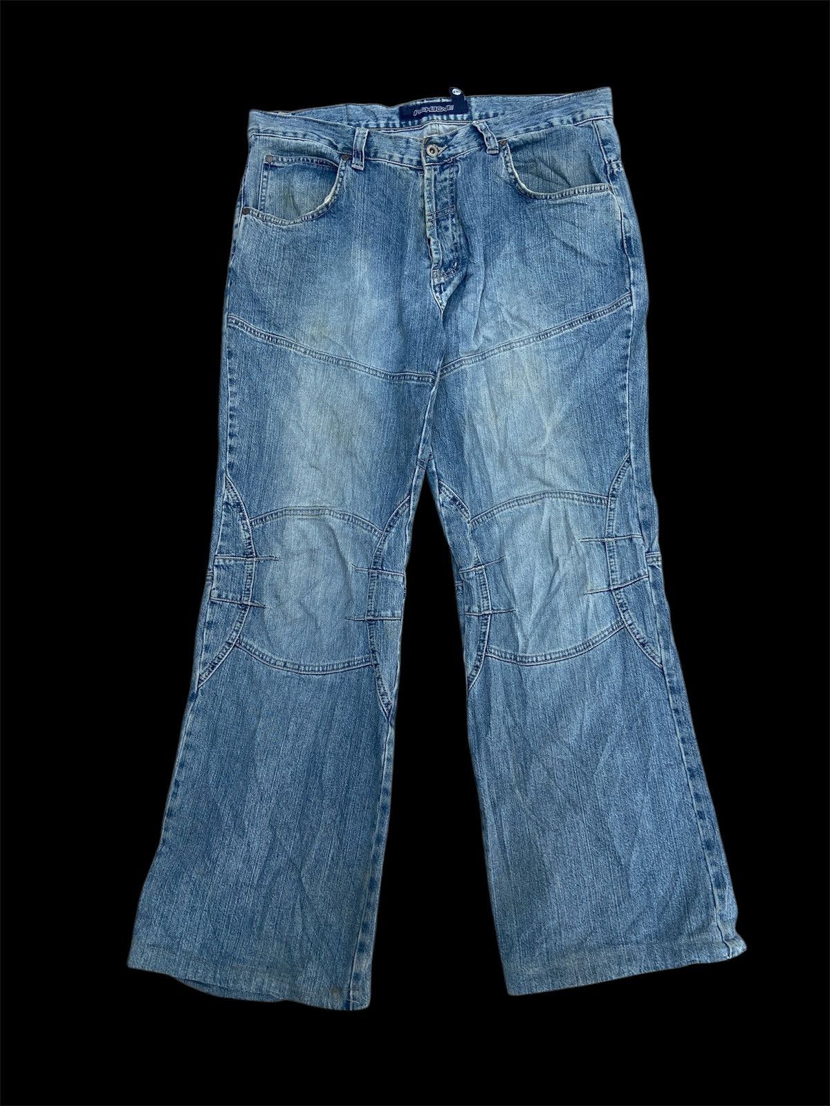 Hysteric Glamour × Japanese Brand × Vintage Flare Baggy Fishbone Denim Size US 37 - 1 Thumbnail