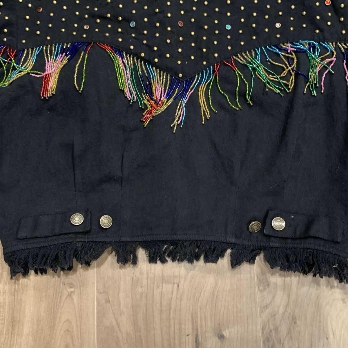 The Kooples THE KOOPLES Studded Fringed Denim Jacket Western cowgirl Size XS / US 0-2 / IT 36-38 - 18 Thumbnail