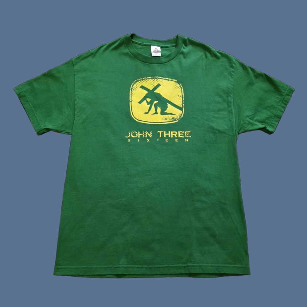John Deere VINTAGE Alstyle John Deere Green 3:16 Jesus Tee T Shirt Mens XL Crew Neck Short Sleeve Graphic Print Cotton Green All Seasons Men's T-Shirt Size US XL / EU 56 / 4 - 1 Thumbnail