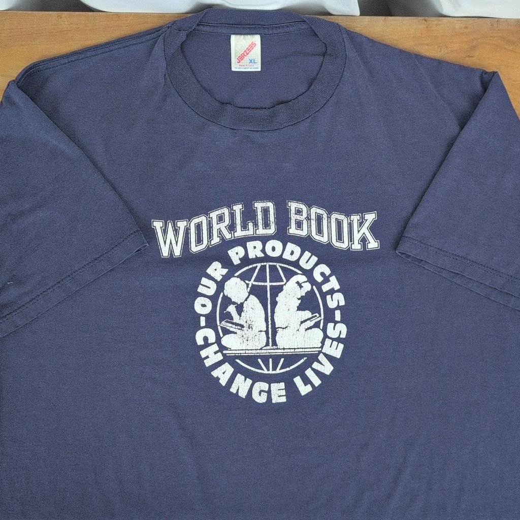 Jerzees × Vintage Vintage USA Made World Book Encyclopedia Shirt XL Size US XL / EU 56 / 4 - 1 Thumbnail