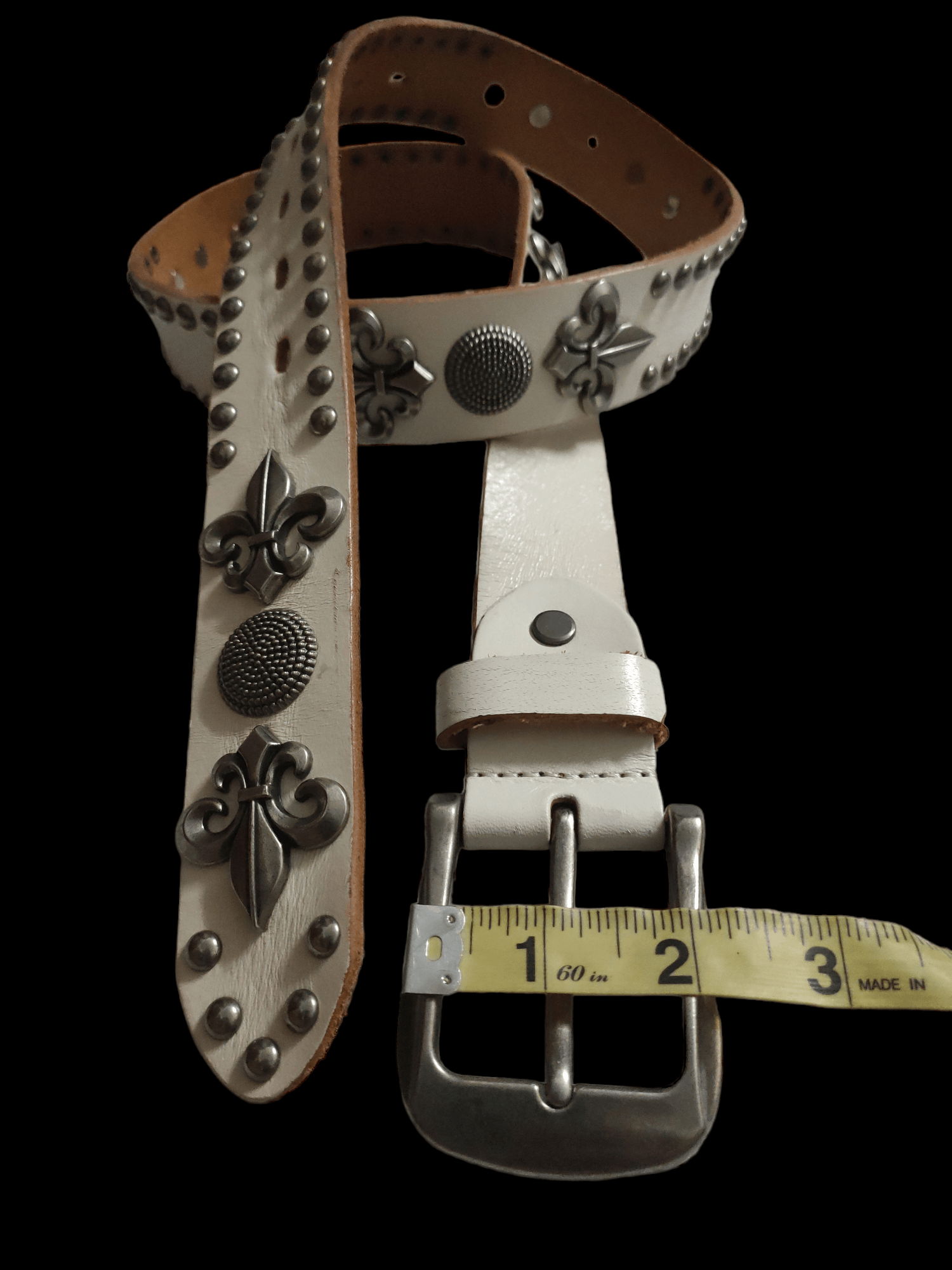 Vintage Studded Belt Leather Handmade inspired Chrome Hearts Size 38 - 5 Thumbnail