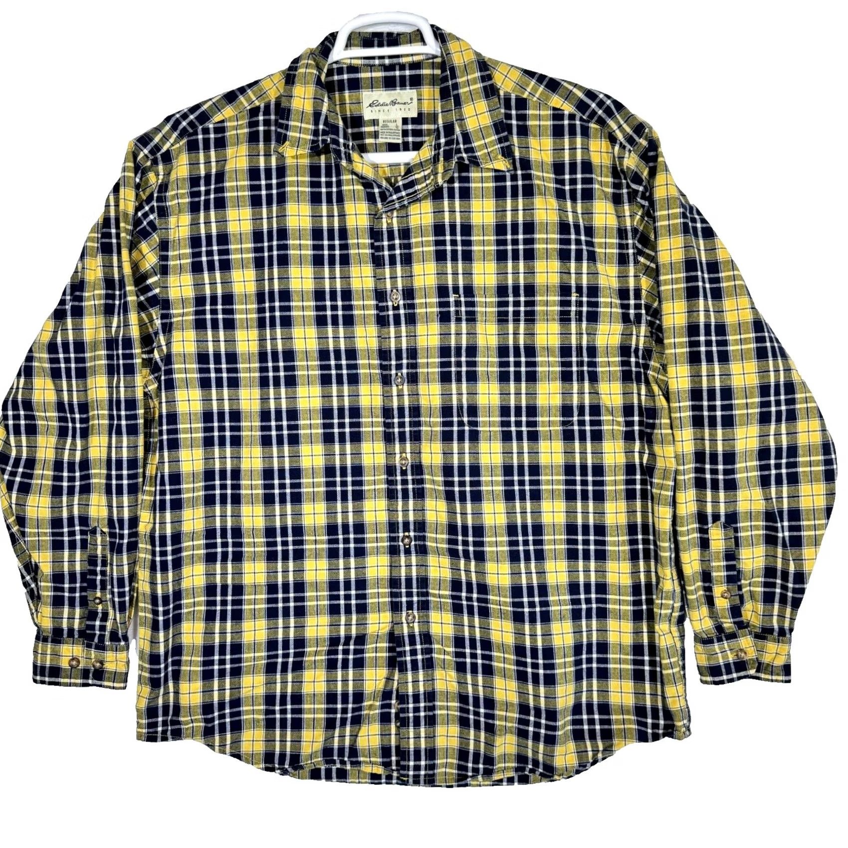 Eddie Bauer Eddie Bauer Shirt Black Yellow Plaid 100% Cotton Button-Down L Mens Sportsman Size US L / EU 52-54 / 3 - 2 Thumbnail