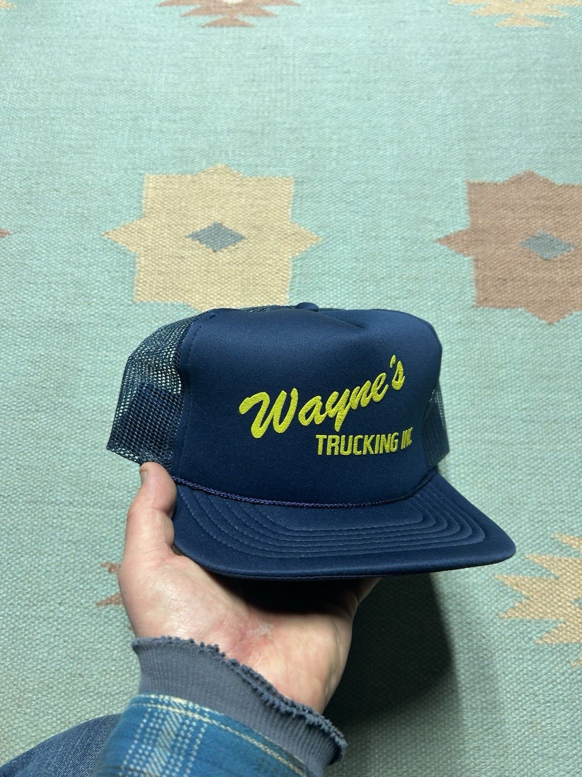 Vintage Vintage trucker hat Wayne’s trucking inc blue yellow snap Size ONE SIZE - 1 Thumbnail