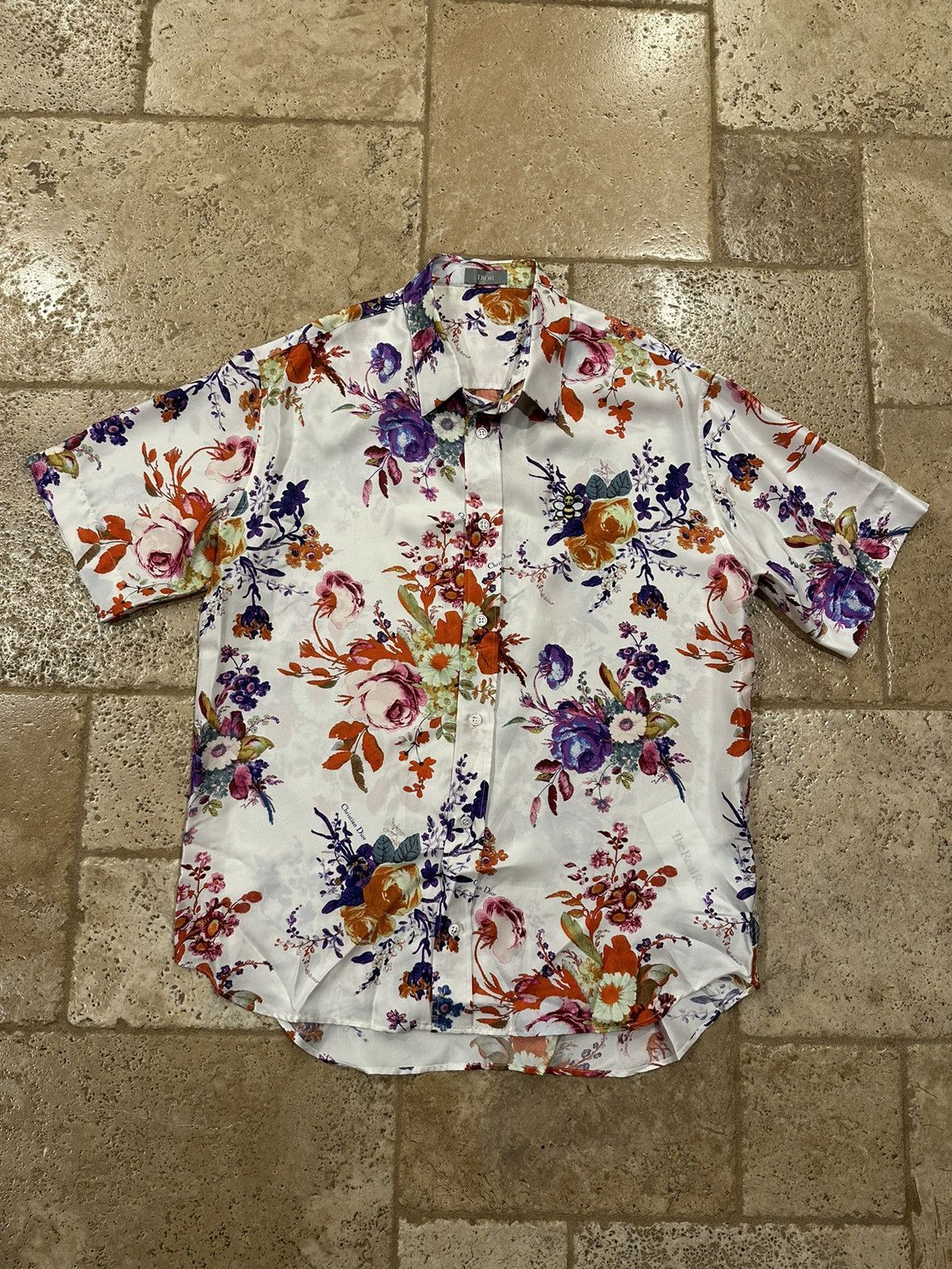 Dior Dior x Kaws Kim Jones Silk Floral Button Up Bee Logo Shirt Size US M / EU 48-50 / 2 - 4 Thumbnail