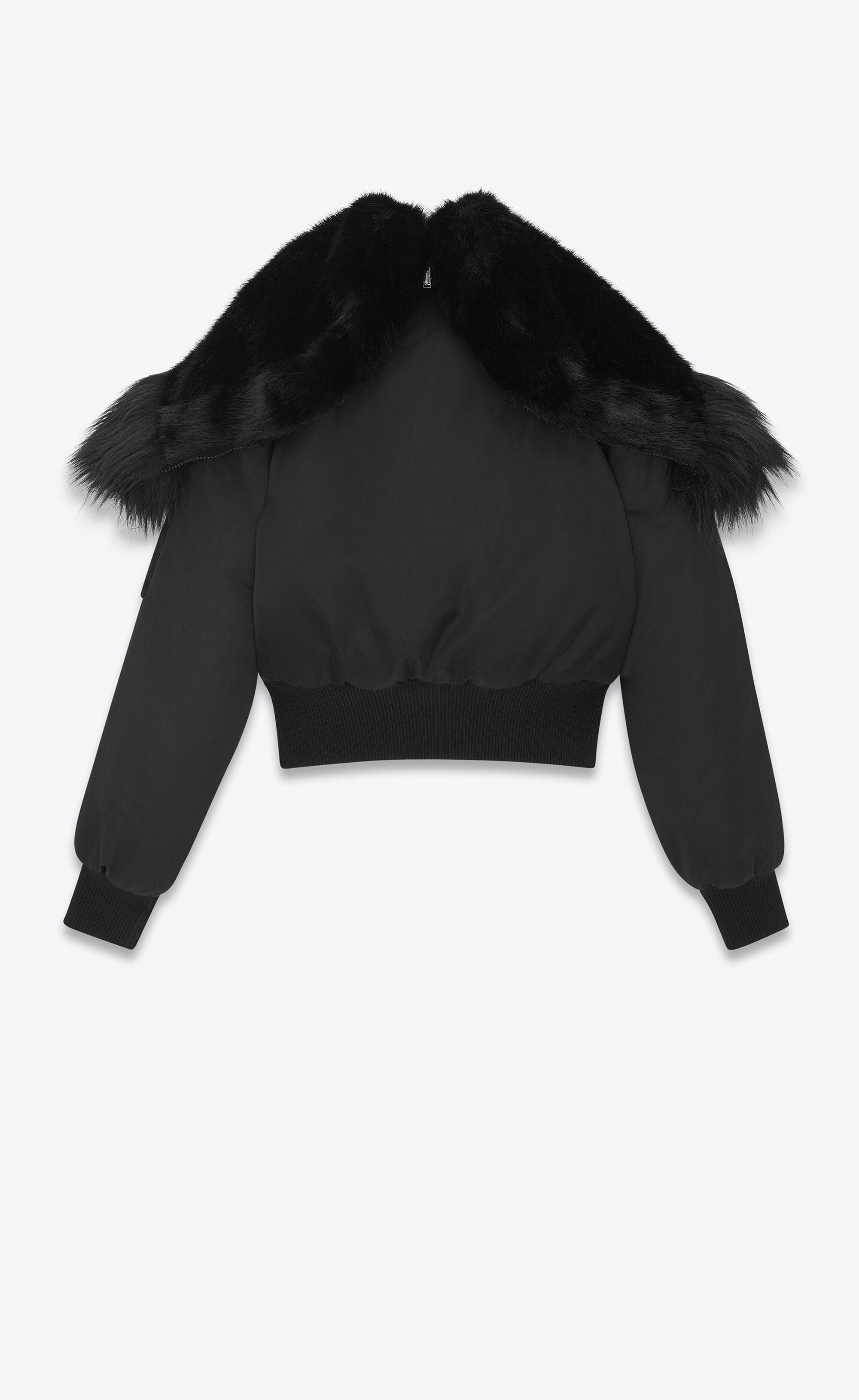 Saint Laurent Paris o1tp1o0125 Cropped Bomber Jacket in Black Size US XL / EU 56 / 4 - 4 Thumbnail