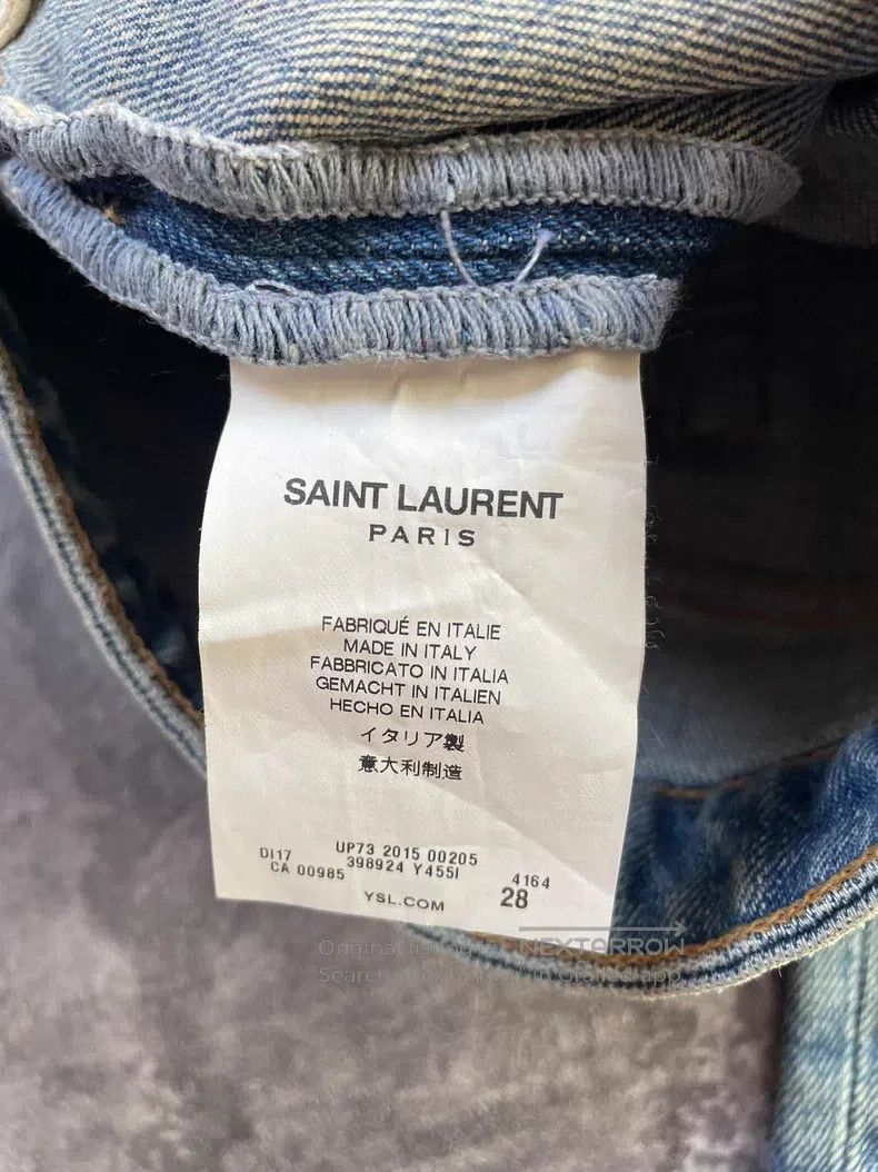 Saint Laurent Paris Saint Laurent Paris Knee Ripped Washed Blue Denim Jeans Size US 28 / EU 44 - 8 Thumbnail