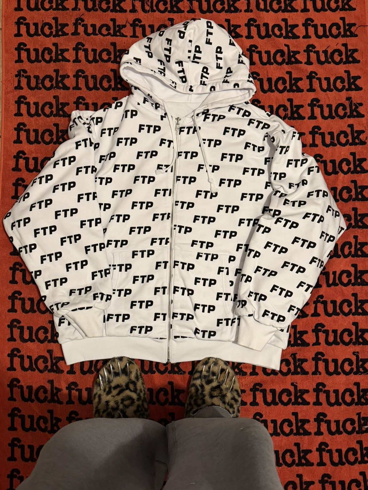 Fuck The Population White FTP Full Zip Up Hoodie Reversible Logo Size US XL / EU 56 / 4 - 4 Thumbnail