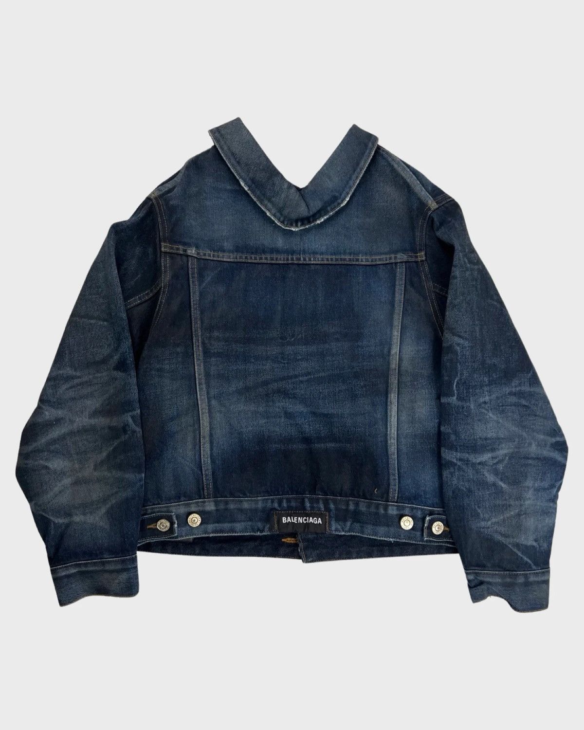 Balenciaga BALENCIAGA DIRTY BLUE SWING DENIM JEANS JACKET SZ:38 Size US M / EU 48-50 / 2 - 2 Thumbnail