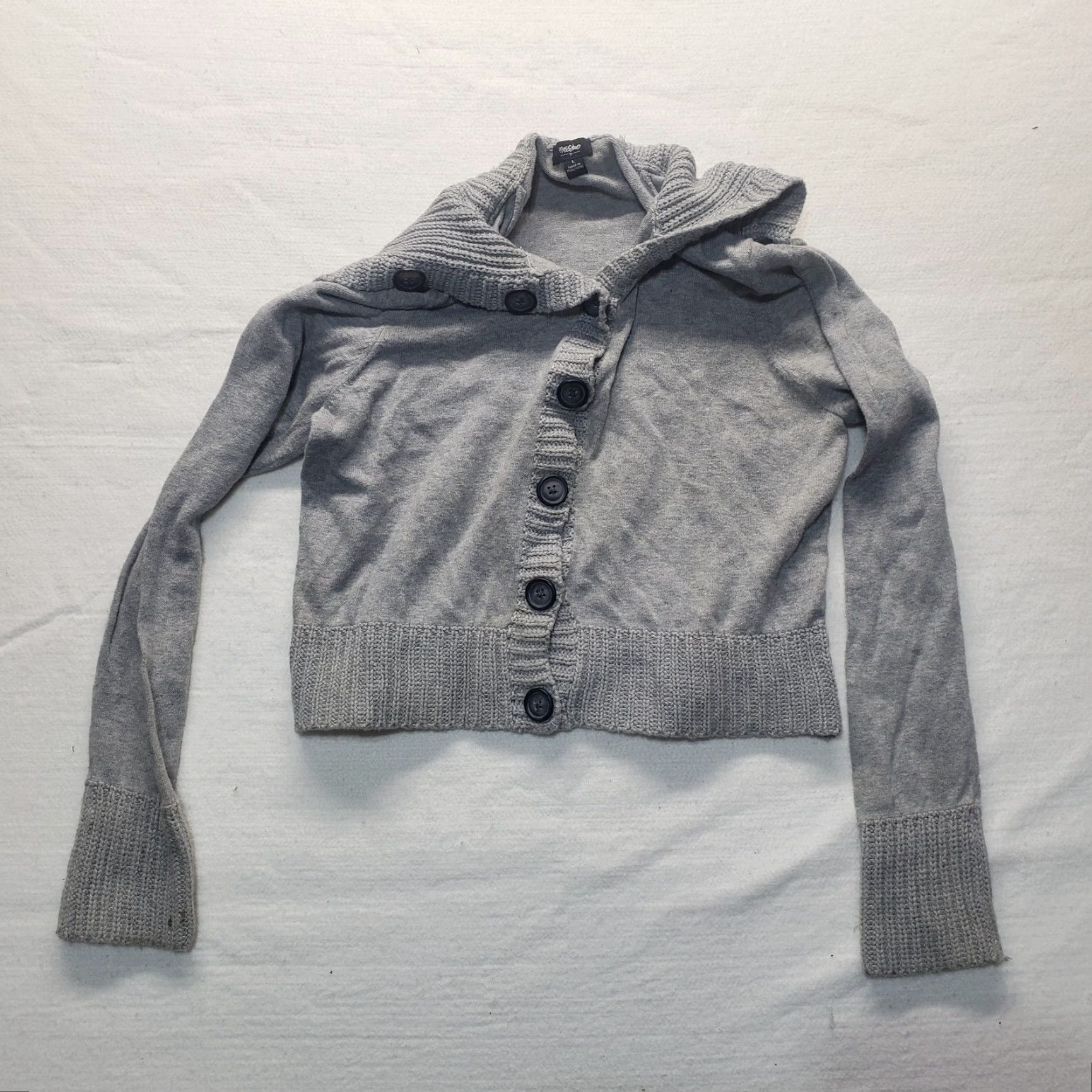 Mossimo Mossimo Jacket Women's Adult Large Gray Crop Top Neck Flap Coat Long Sleeve Size L / US 10 / IT 46 - 2 Thumbnail