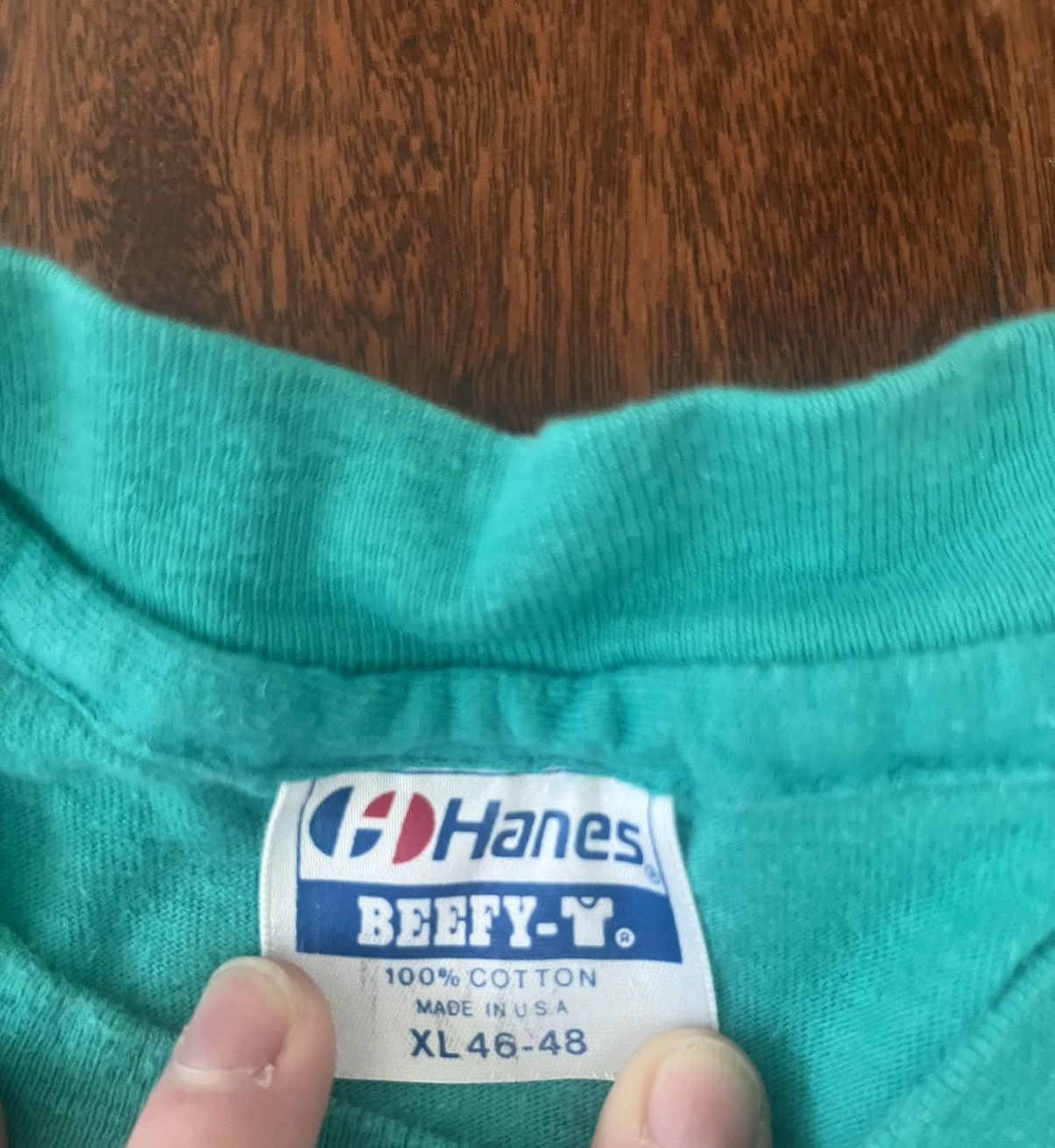 Hanes × Vintage Vintage Hanes Single Stitch Green T-Shirt XL Size US XL / EU 56 / 4 - 6 Thumbnail