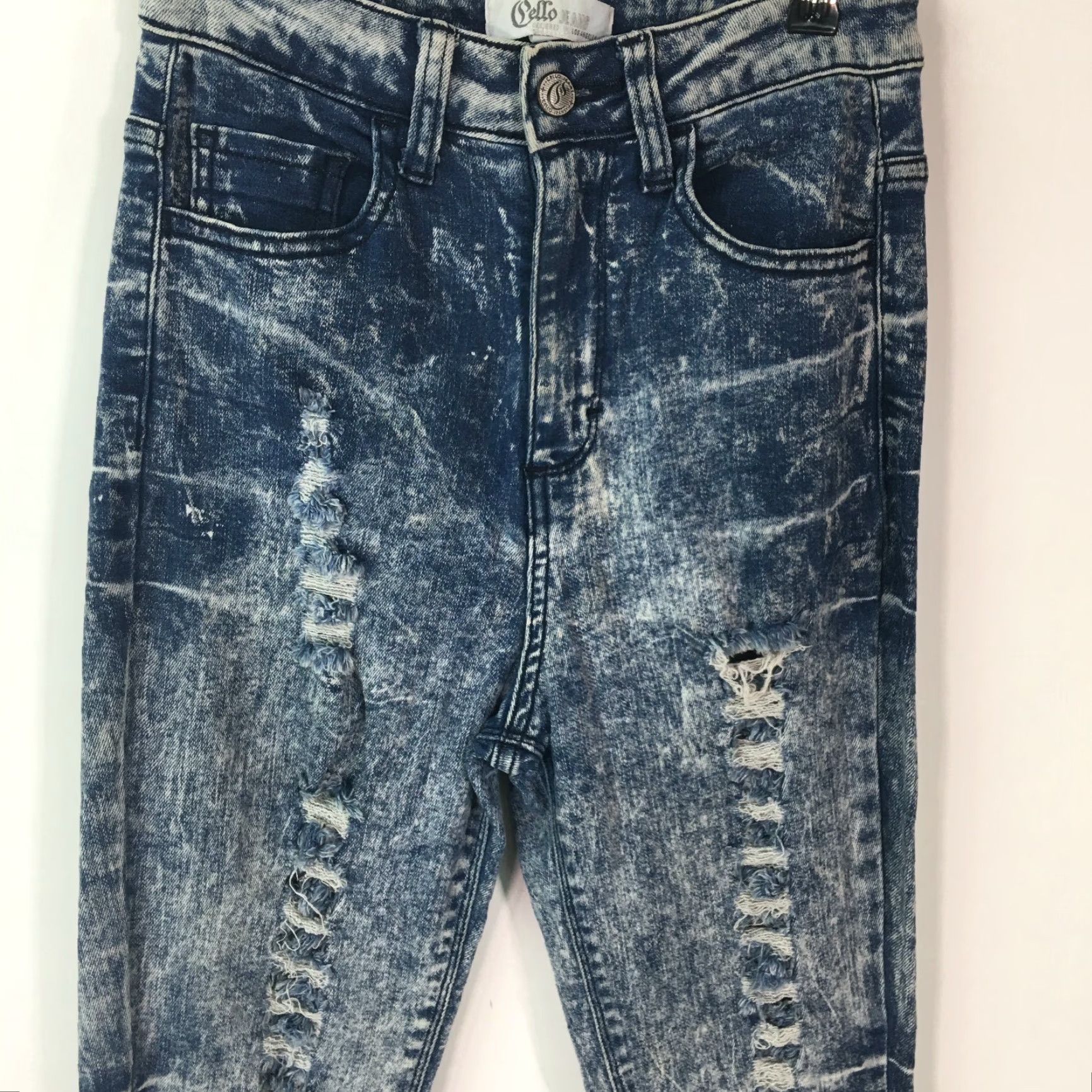 Denime Cello Jeans - Women - Denim Skinny Regular Low Rise Distressed Blue 24x32 Size 3/Regular 5-Pocket Jacket Zipper Button Closure Mens? Wait. Size 26" / US 2 / IT 38 - 2 Thumbnail
