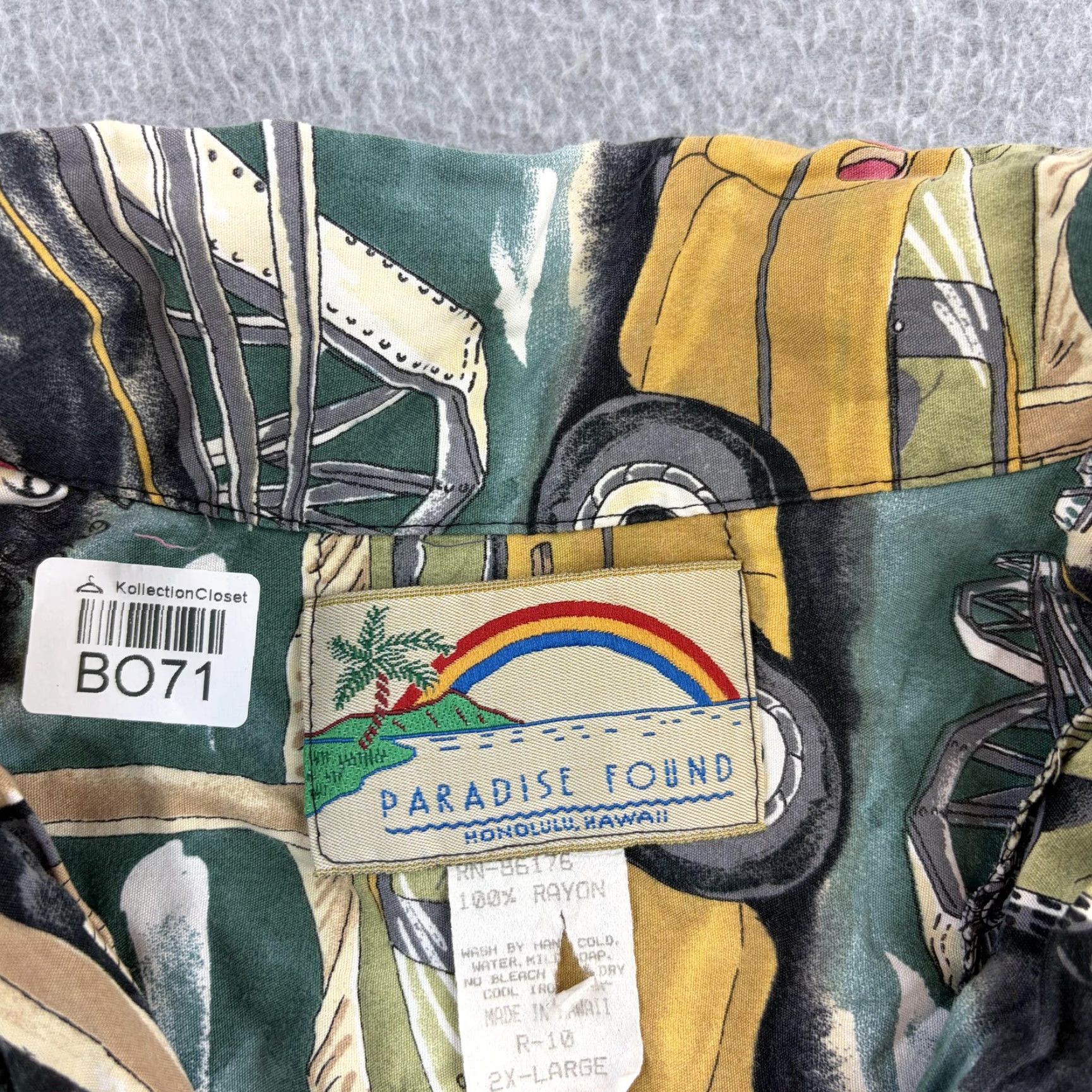 Paradise Found Paradise Found Shirt Mens 2XL Route 66 Cars Hawaiian Camp Rayon Button Front Size US XXL / EU 58 / 5 - 5 Thumbnail